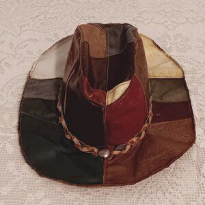 Vintage Leather Patchwork Cowboy Hat | Boho Hippie Festival Core